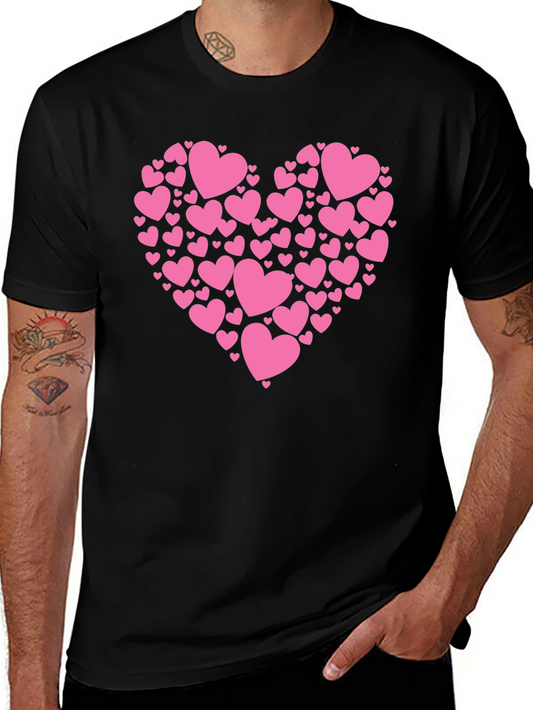 Heart Made of Hearts Graphic Tee - Black Cotton Blend T-Shirt