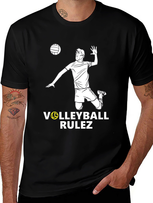 Volleyball Rulez Graphic T-Shirt - Black