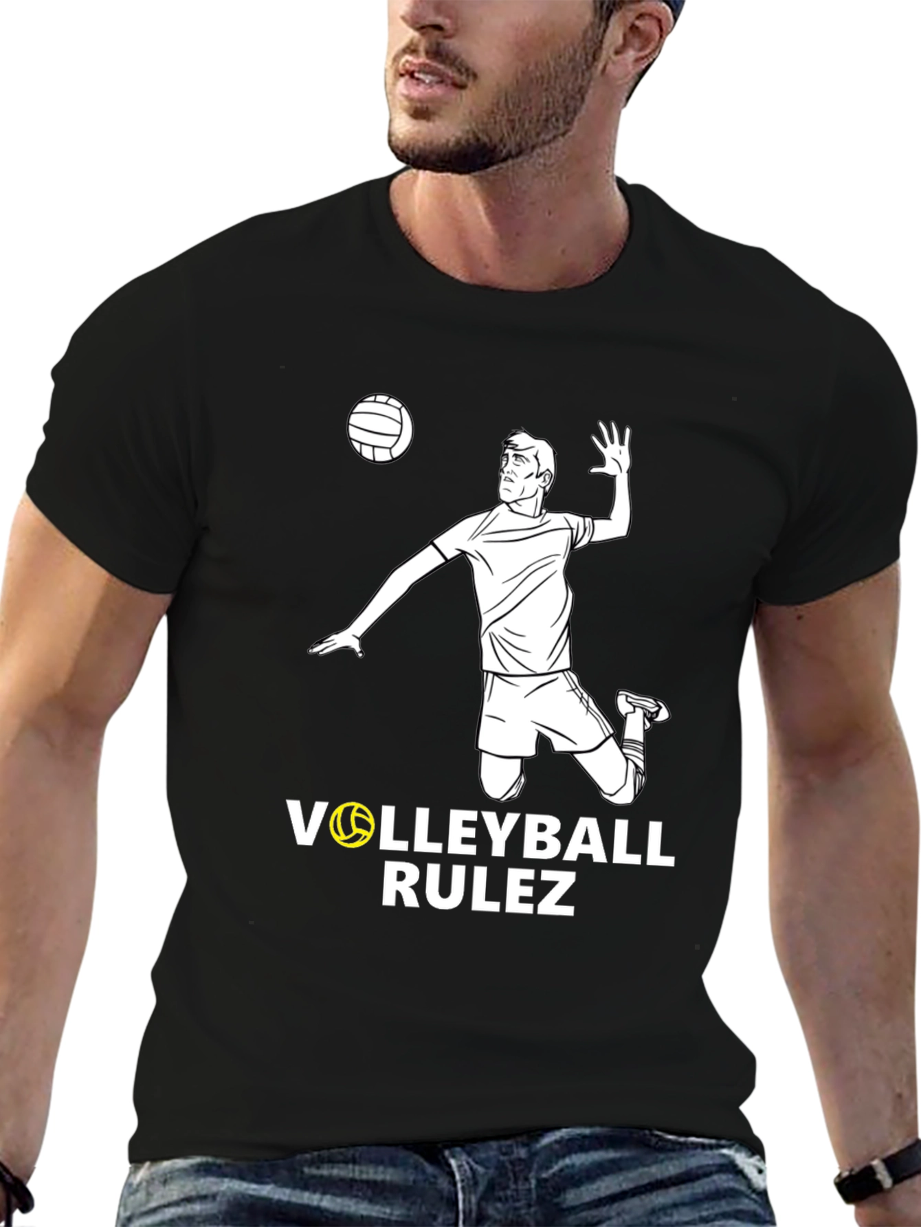 Volleyball Rulez Graphic T-Shirt - Black