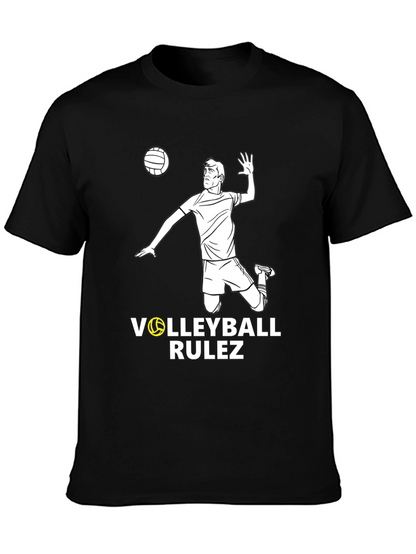 Volleyball Rulez Graphic T-Shirt - Black