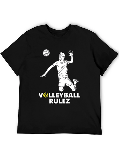 Volleyball Rulez Graphic T-Shirt - Black
