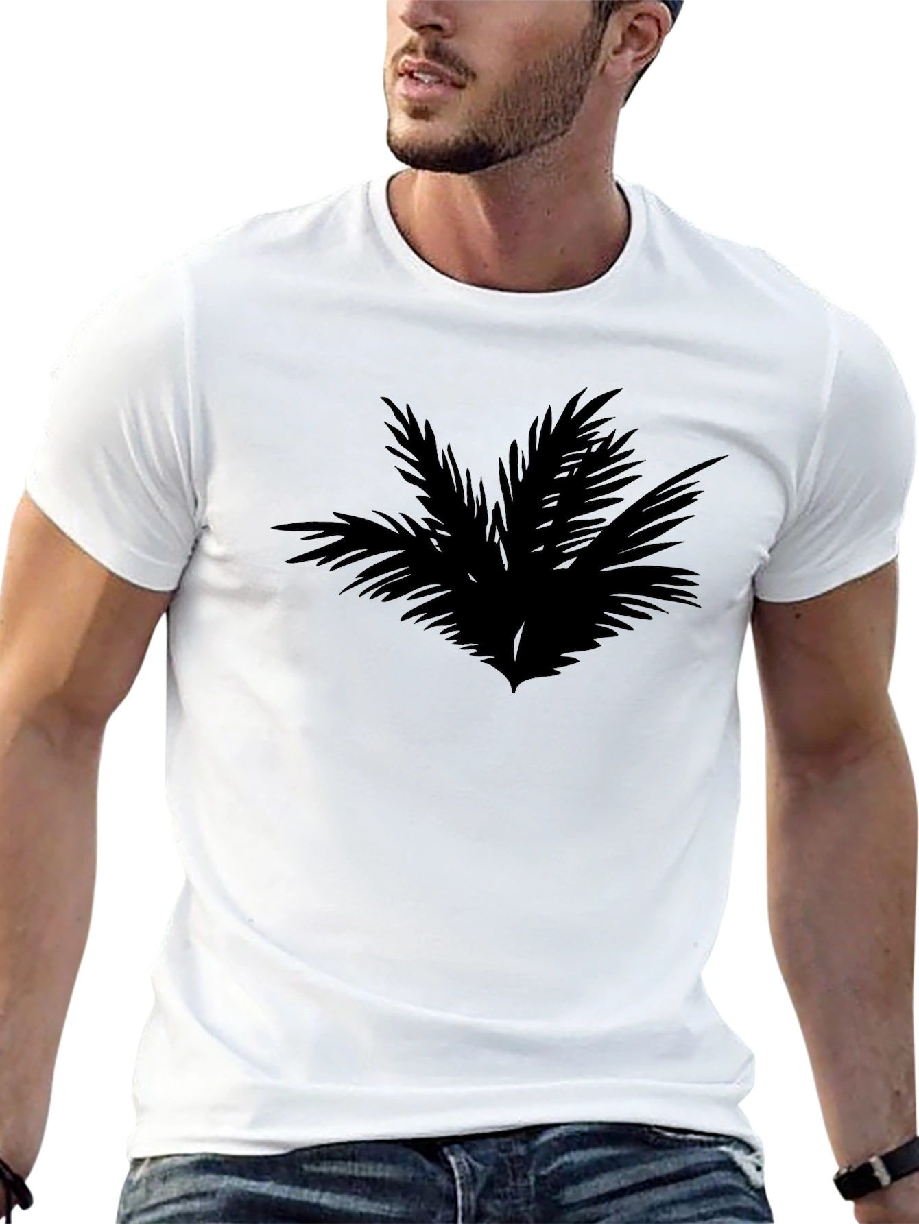 Tropical Palm Tree Graphic Black T-Shirt