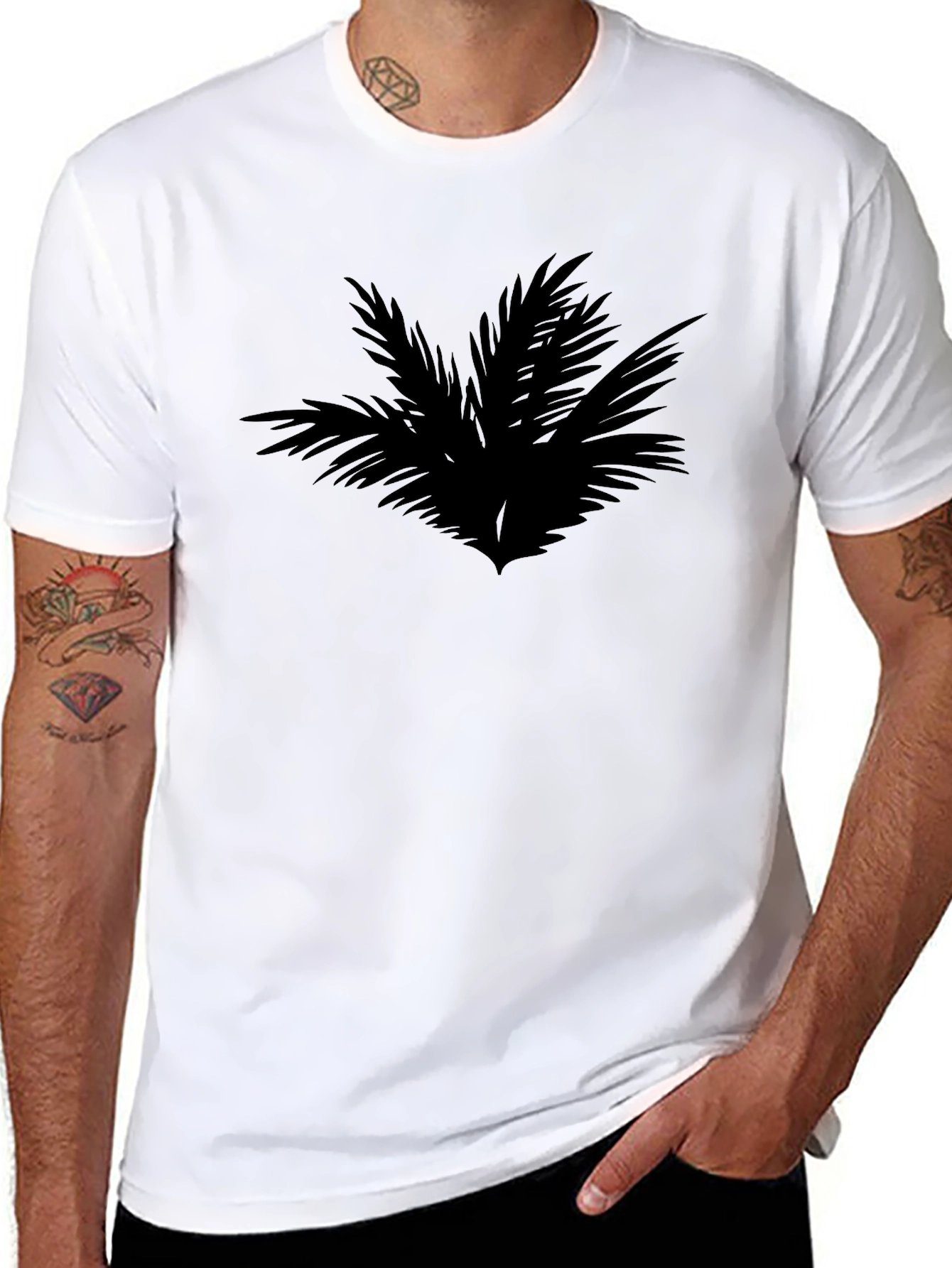 Tropical Palm Tree Graphic Black T-Shirt