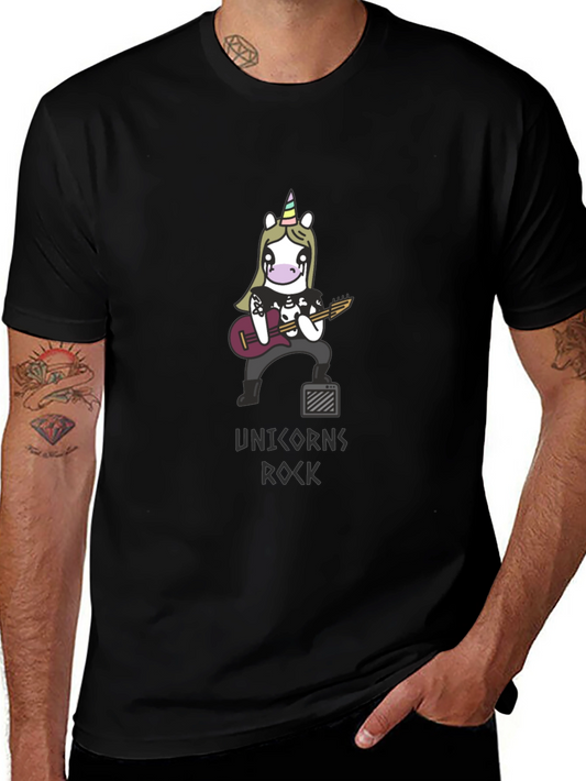 Unicorns Rock T-Shirt - Black Cotton Graphic Tee