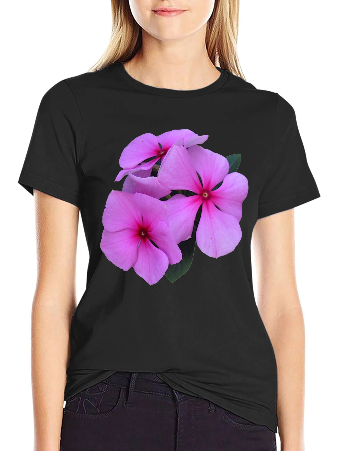 Pink Flower Graphic T-Shirt - Casual Comfort