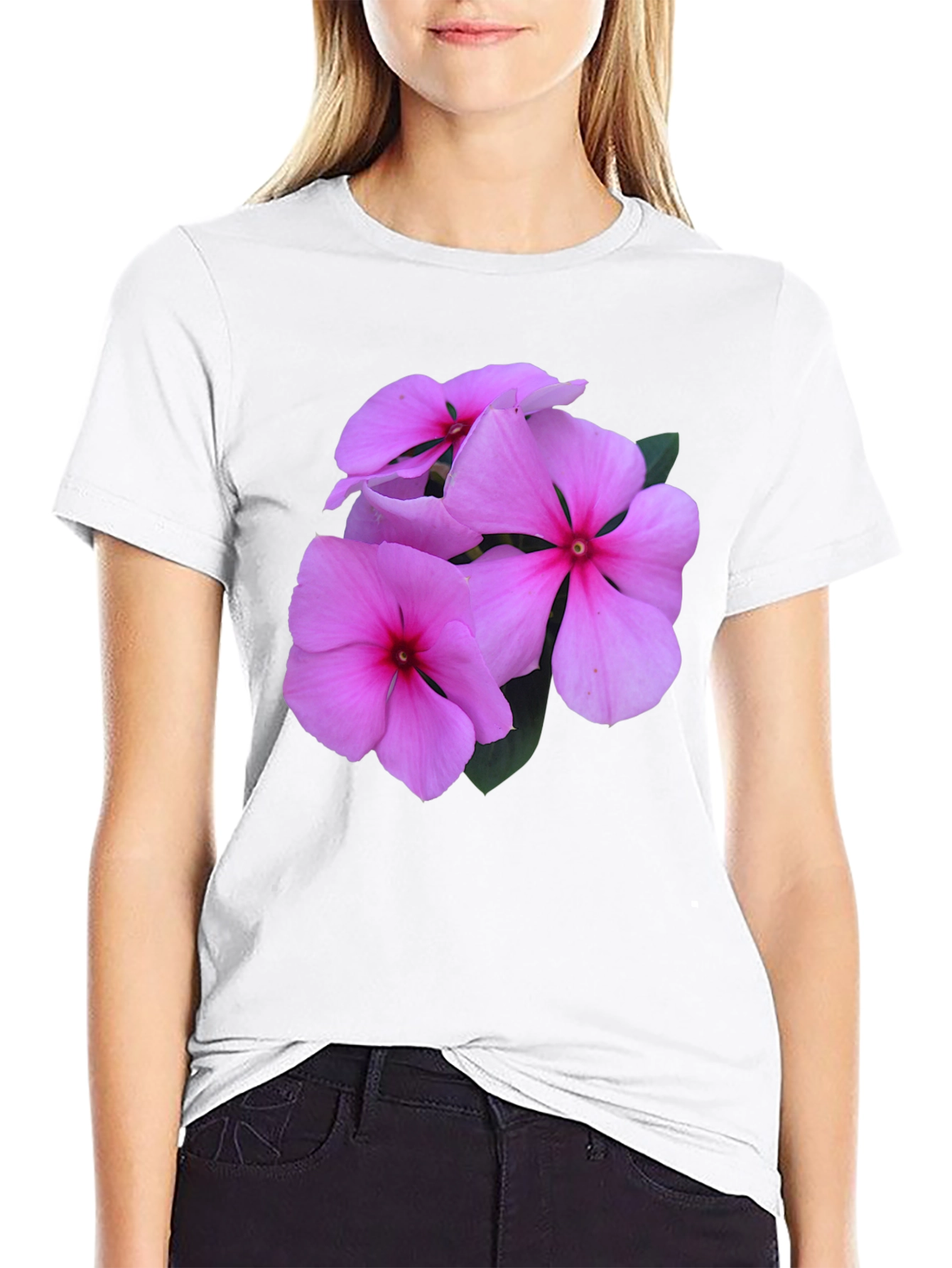 Pink Flower Graphic T-Shirt - Casual Comfort