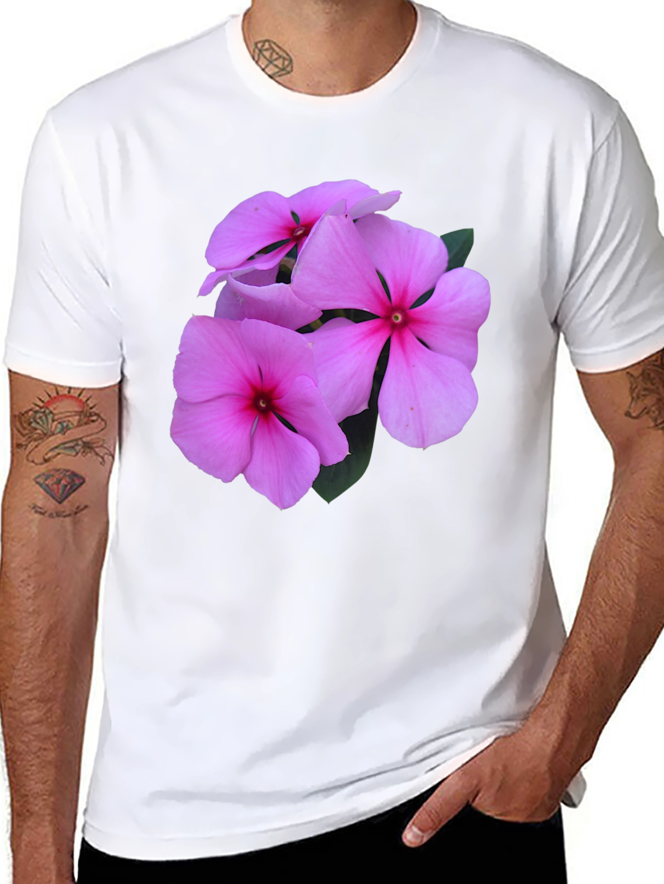 Pink Flower Graphic T-Shirt - Casual Comfort