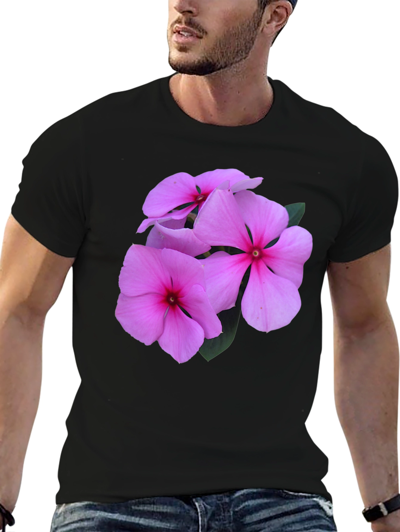 Pink Flower Graphic T-Shirt - Casual Comfort