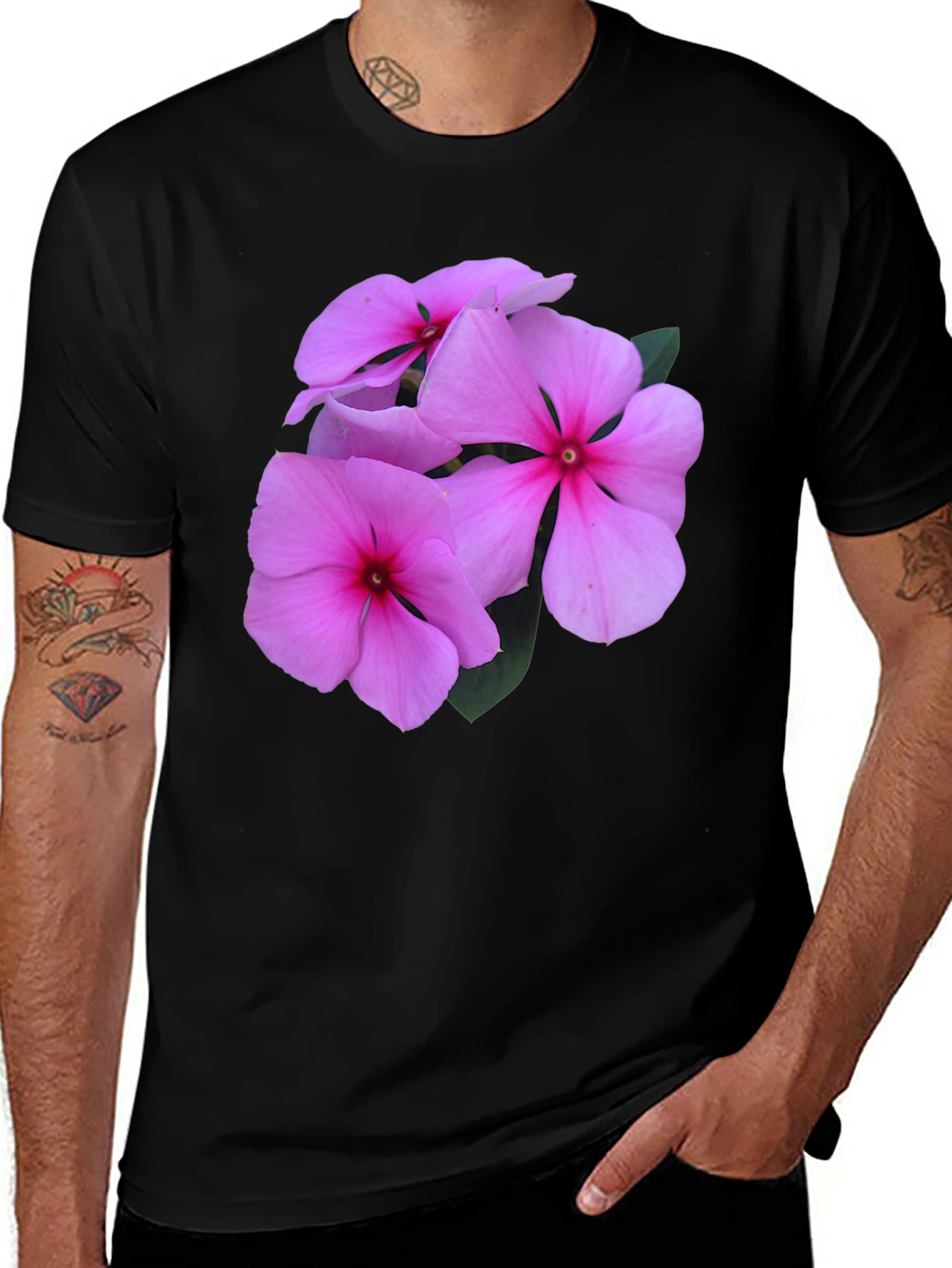 Pink Flower Graphic T-Shirt - Casual Comfort