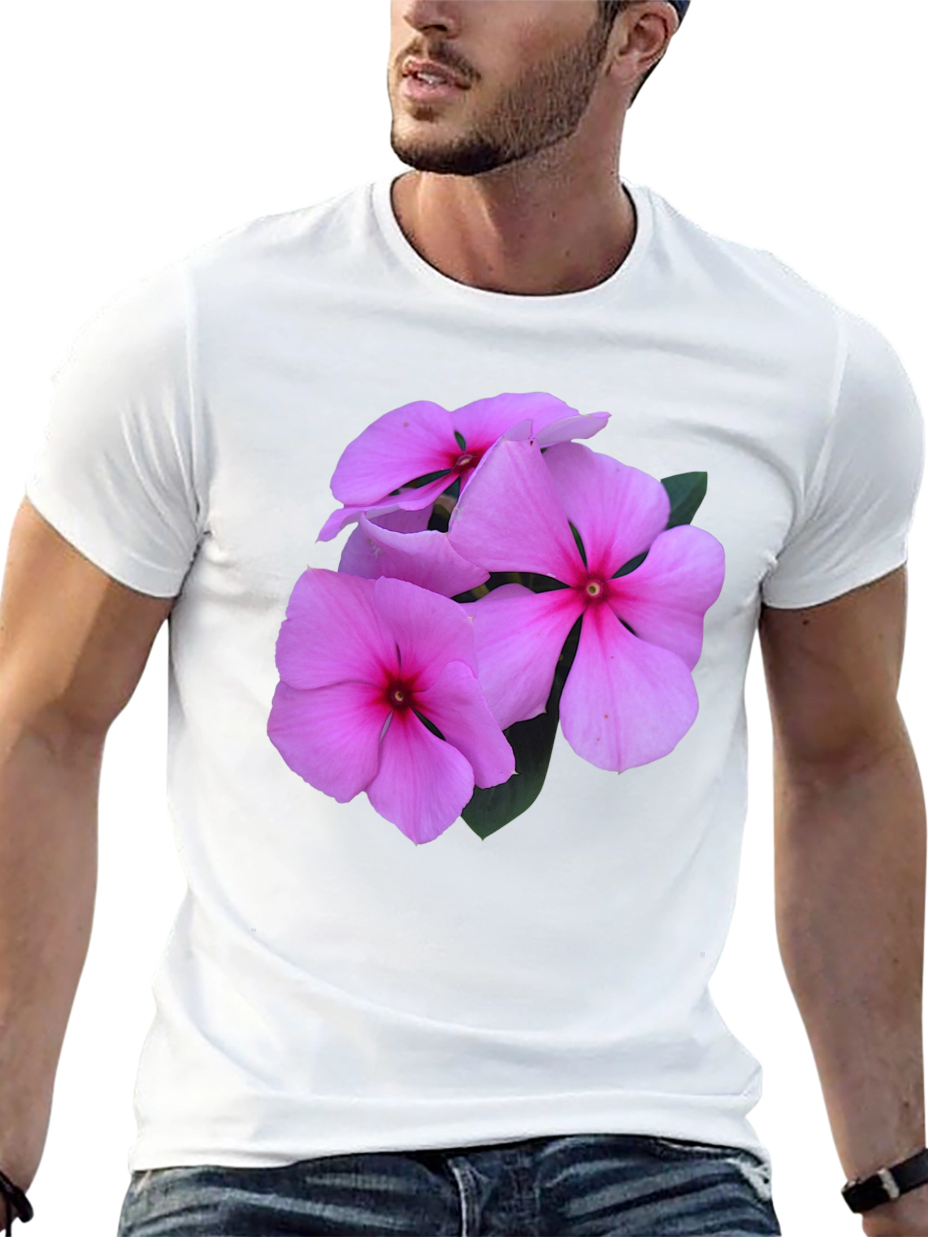 Pink Flower Graphic T-Shirt - Casual Comfort