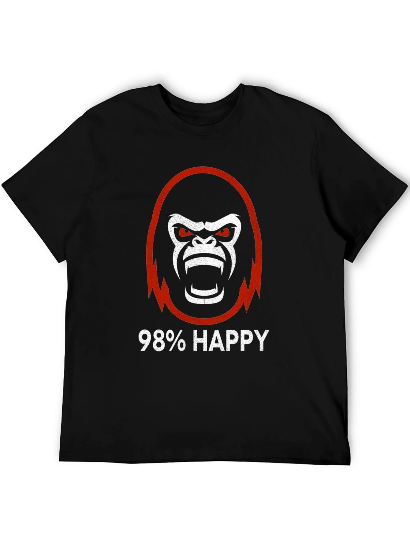 98% Happy Gorilla Graphic Tee - Black