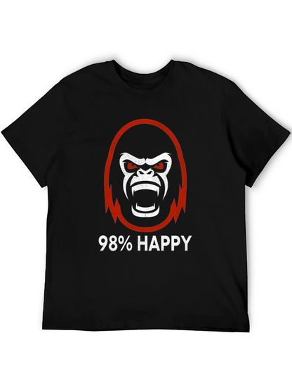 98% Happy Gorilla Graphic Tee - Black
