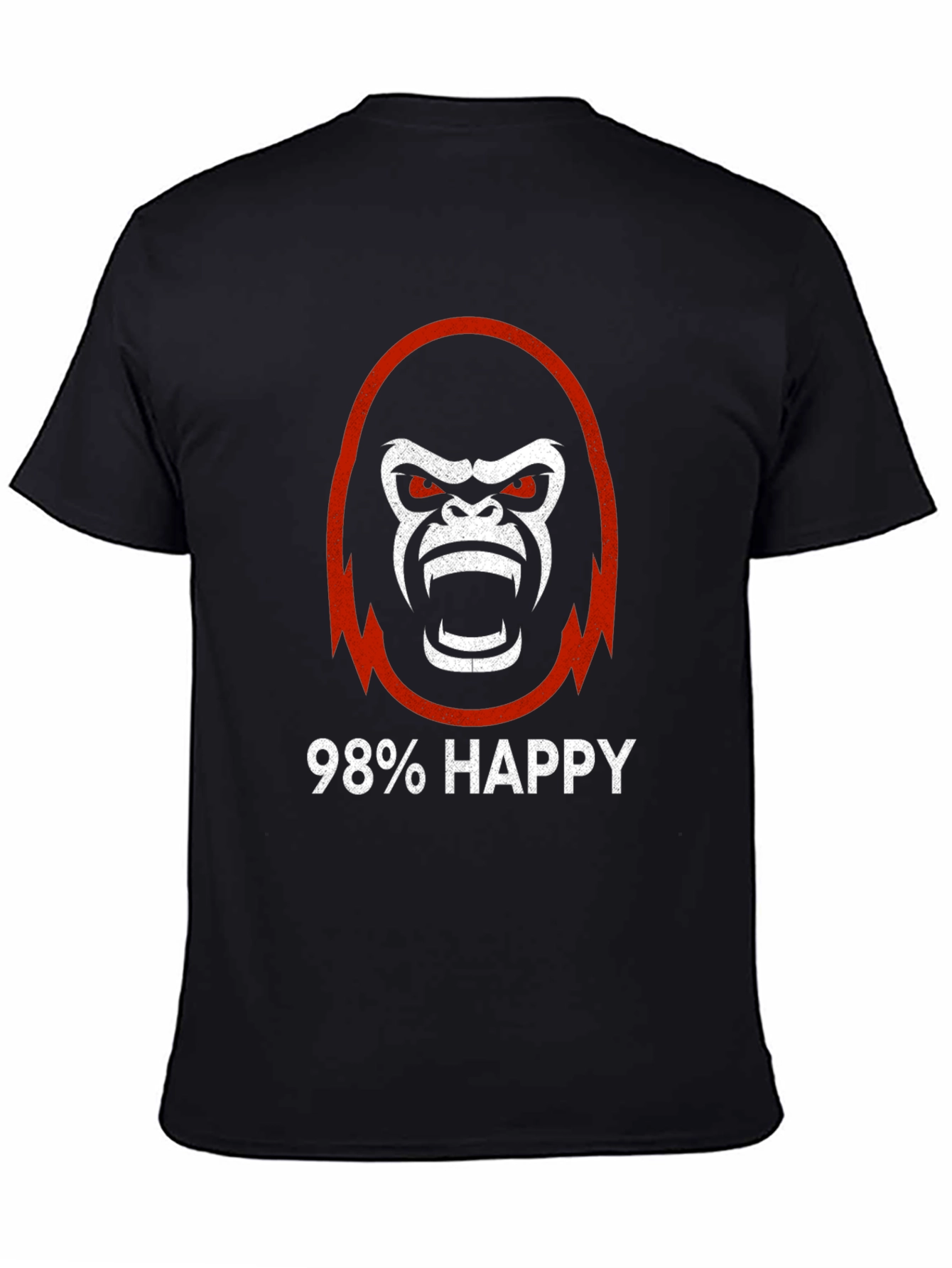 98% Happy Gorilla Graphic Tee - Black