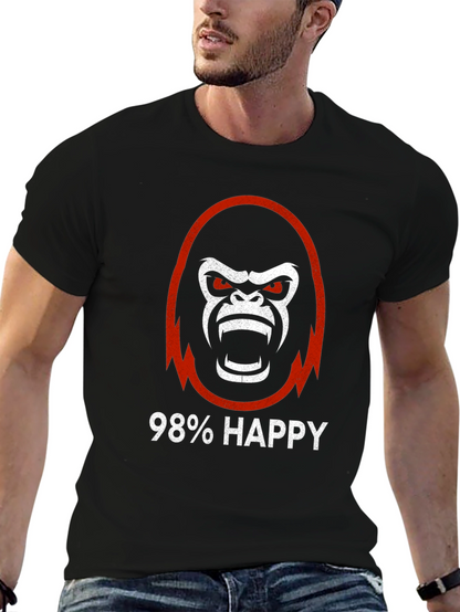 98% Happy Gorilla Graphic Tee - Black