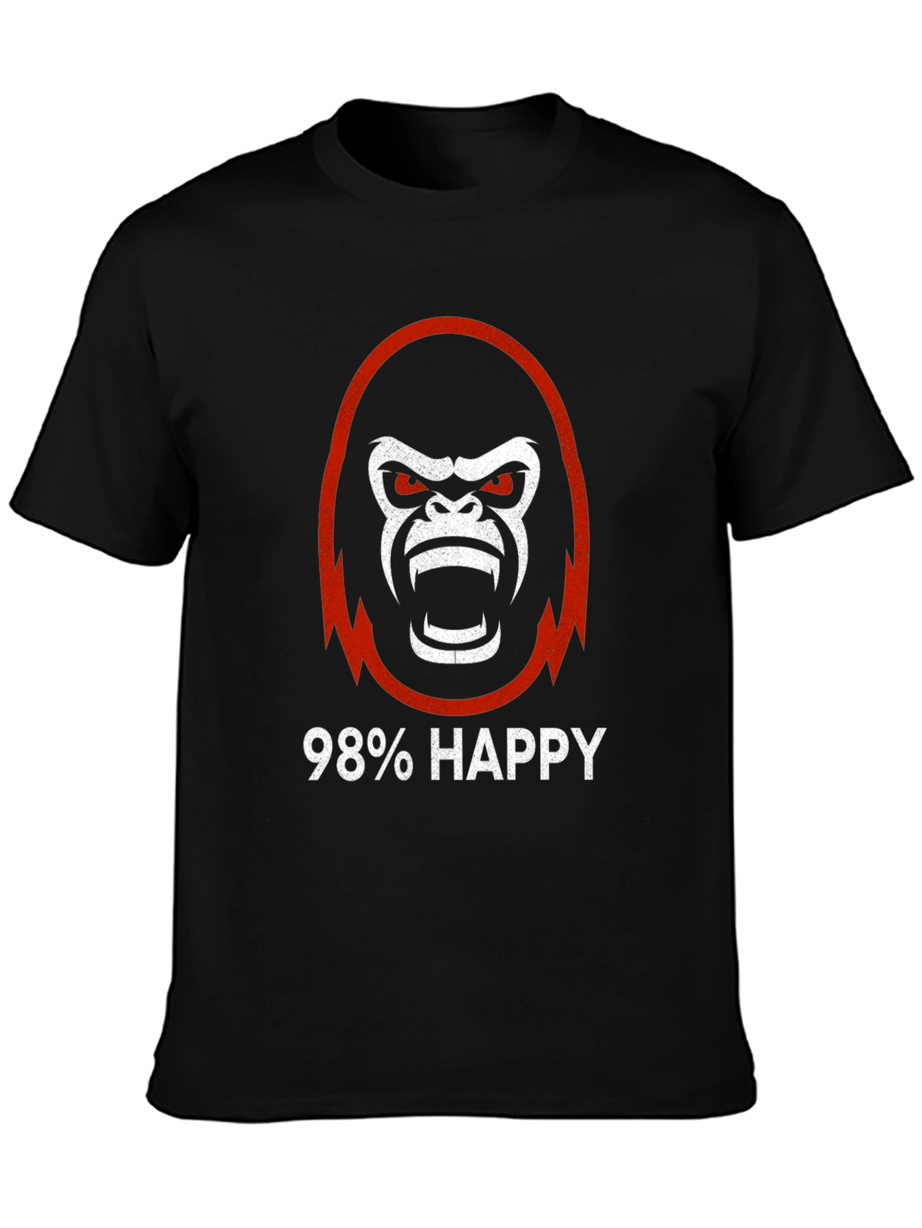 98% Happy Gorilla Graphic Tee - Black