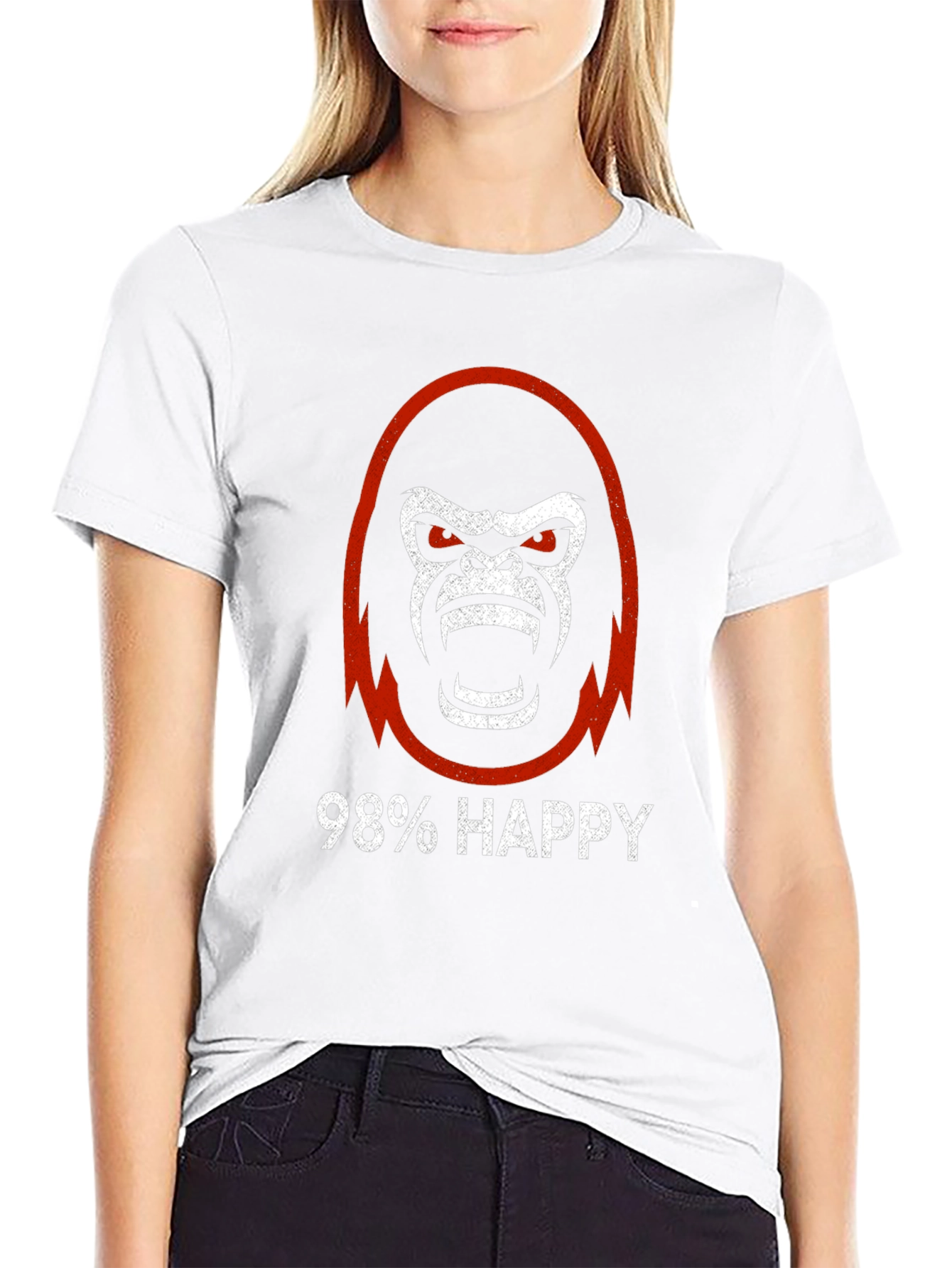 98% Happy Gorilla Graphic Tee - Black