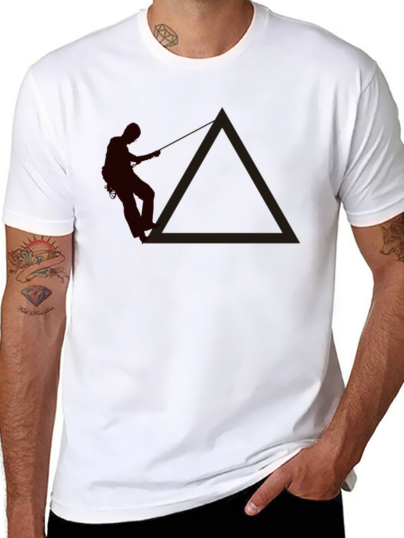 Climbing Man Graphic Tee - Black Casual Shirt