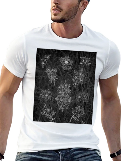 Floral Sketch T-Shirt - Unique Botanical Design