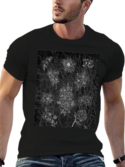 Floral Sketch T-Shirt - Unique Botanical Design