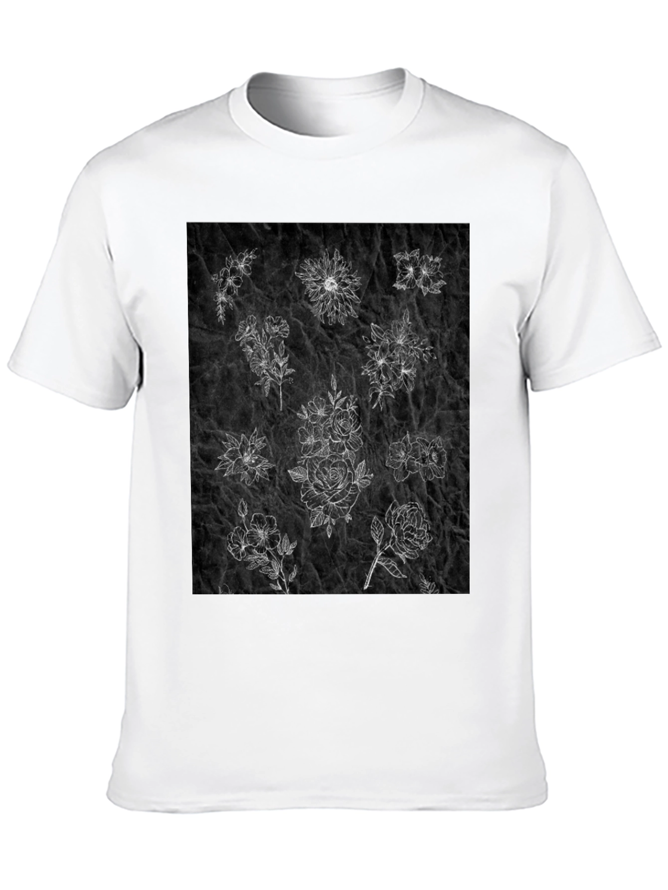 Floral Sketch T-Shirt - Unique Botanical Design