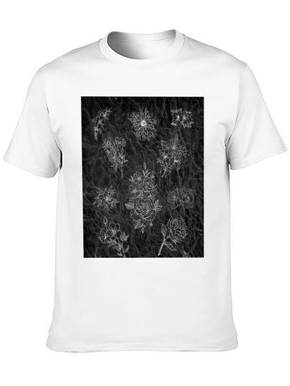 Floral Sketch T-Shirt - Unique Botanical Design