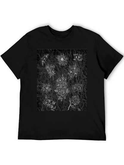 Floral Sketch T-Shirt - Unique Botanical Design
