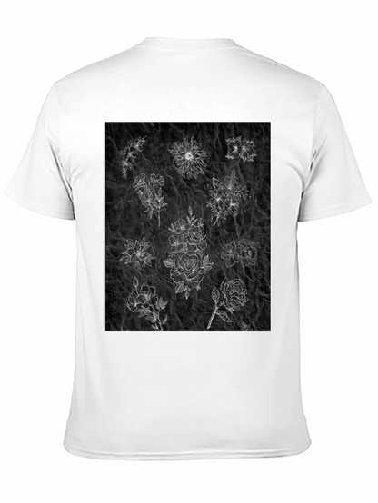 Floral Sketch T-Shirt - Unique Botanical Design