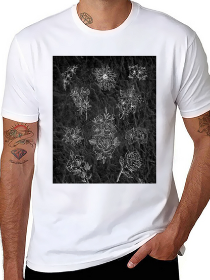 Floral Sketch T-Shirt - Unique Botanical Design
