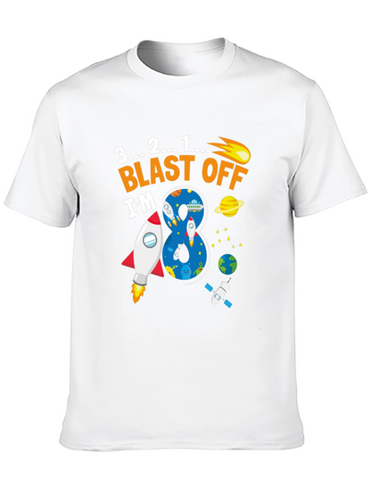 Blast Off 8th Birthday T-Shirt Space Theme