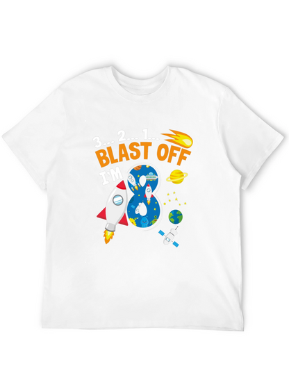 Blast Off 8th Birthday T-Shirt Space Theme