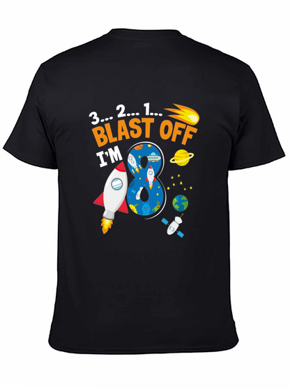 Blast Off 8th Birthday T-Shirt Space Theme