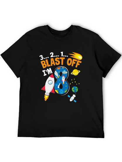 Blast Off 8th Birthday T-Shirt Space Theme