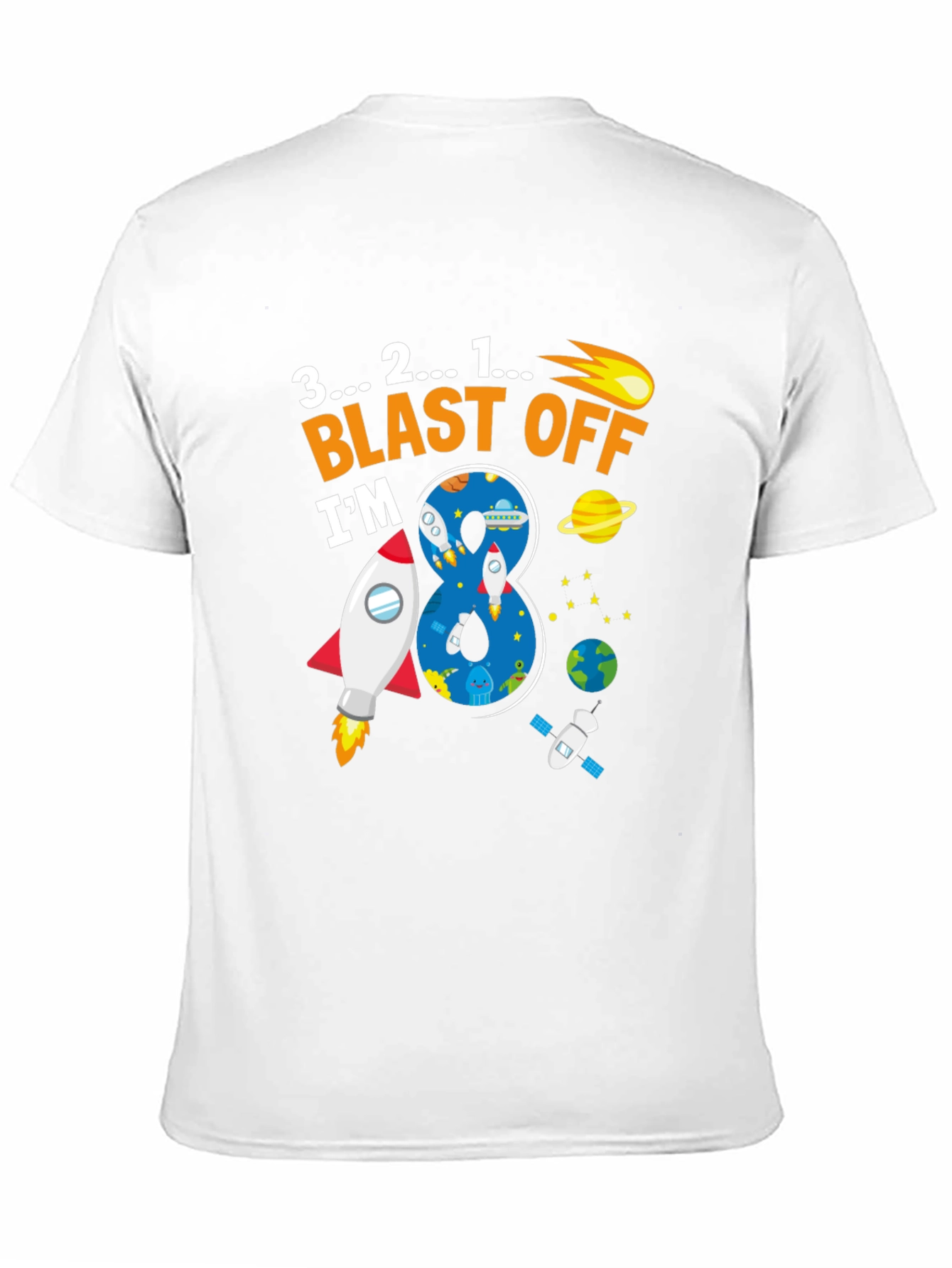 Blast Off 8th Birthday T-Shirt Space Theme