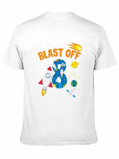 Blast Off 8th Birthday T-Shirt Space Theme