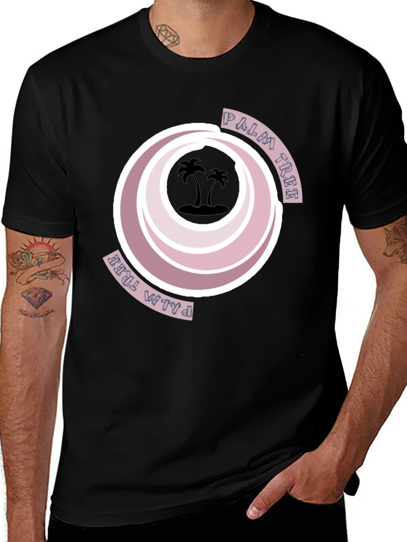 Retro Palm Tree Graphic Tee - Black