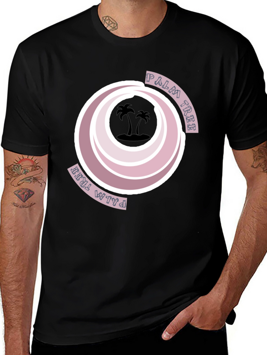 Retro Palm Tree Graphic Tee - Black