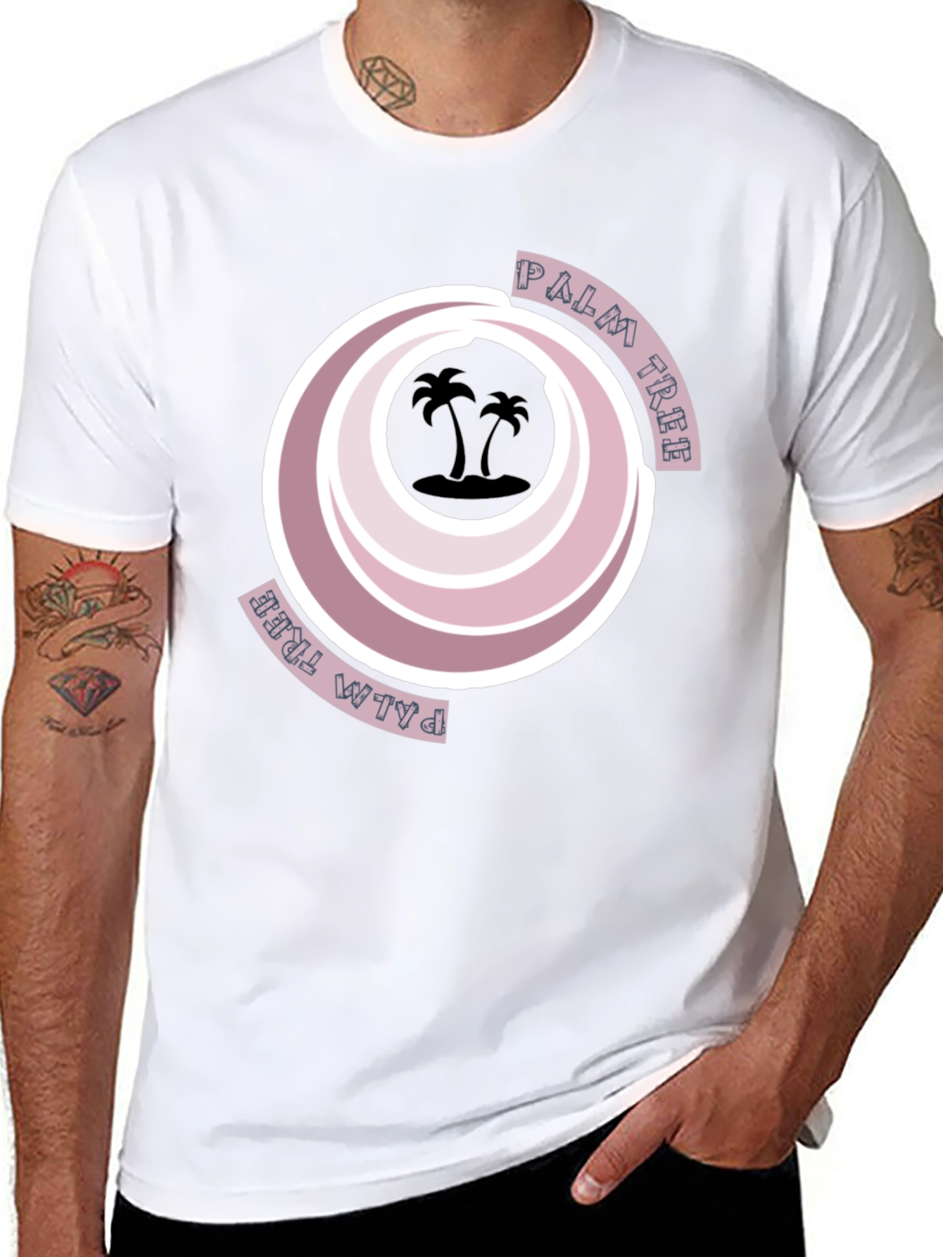 Retro Palm Tree Graphic Tee - Black