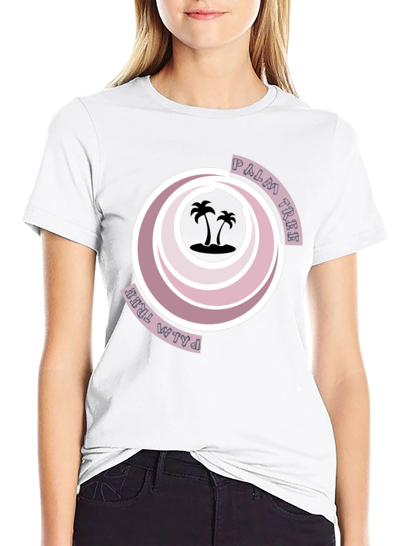 Retro Palm Tree Graphic Tee - Black