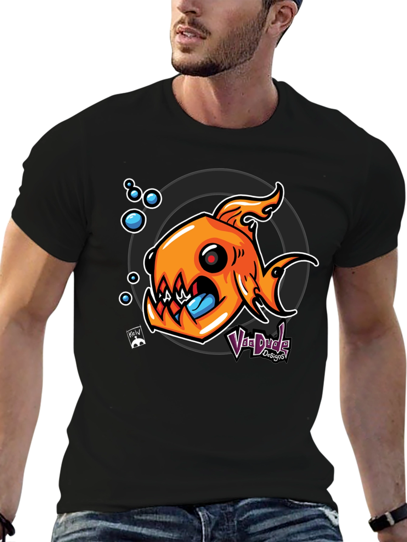 Fish Graphic Black T-Shirt - Unique Design