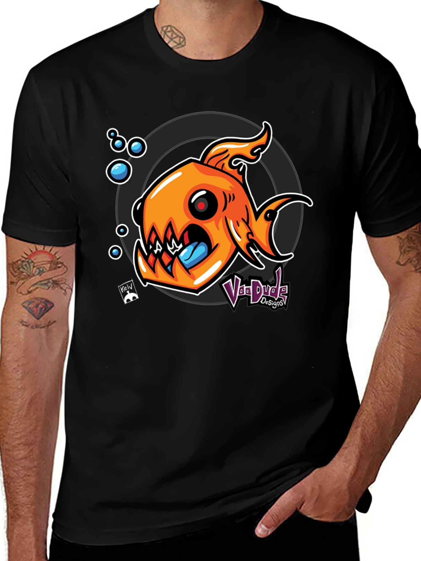 Fish Graphic Black T-Shirt - Unique Design