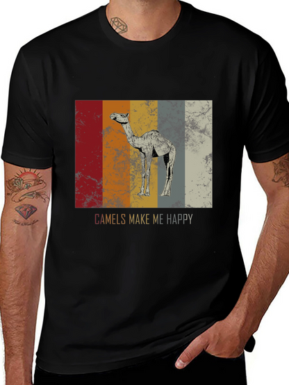 Camels Make Me Happy T-Shirt - Retro Design