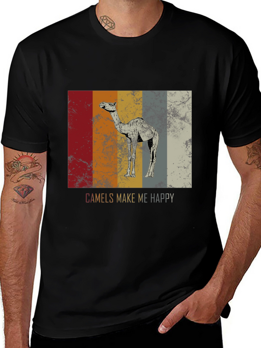 Camels Make Me Happy T-Shirt - Retro Design