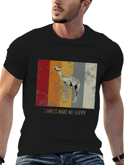 Camels Make Me Happy T-Shirt - Retro Design