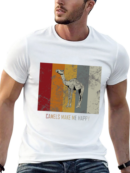 Camels Make Me Happy T-Shirt - Retro Design