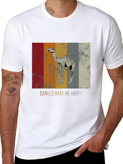 Camels Make Me Happy T-Shirt - Retro Design