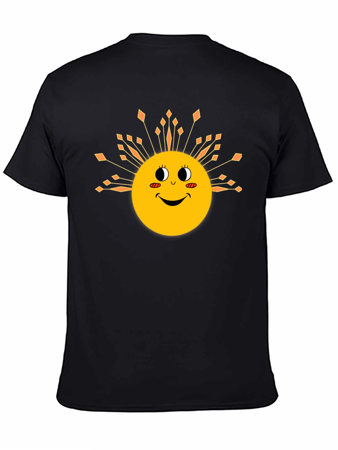 Smiling Sun Graphic Tee - Black Cotton Blend T-Shirt