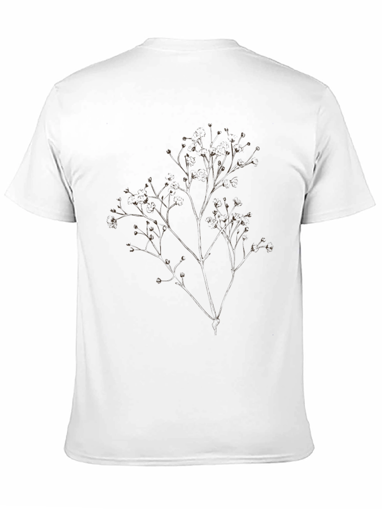 Mens Black T-Shirt with Botanical Branch Design