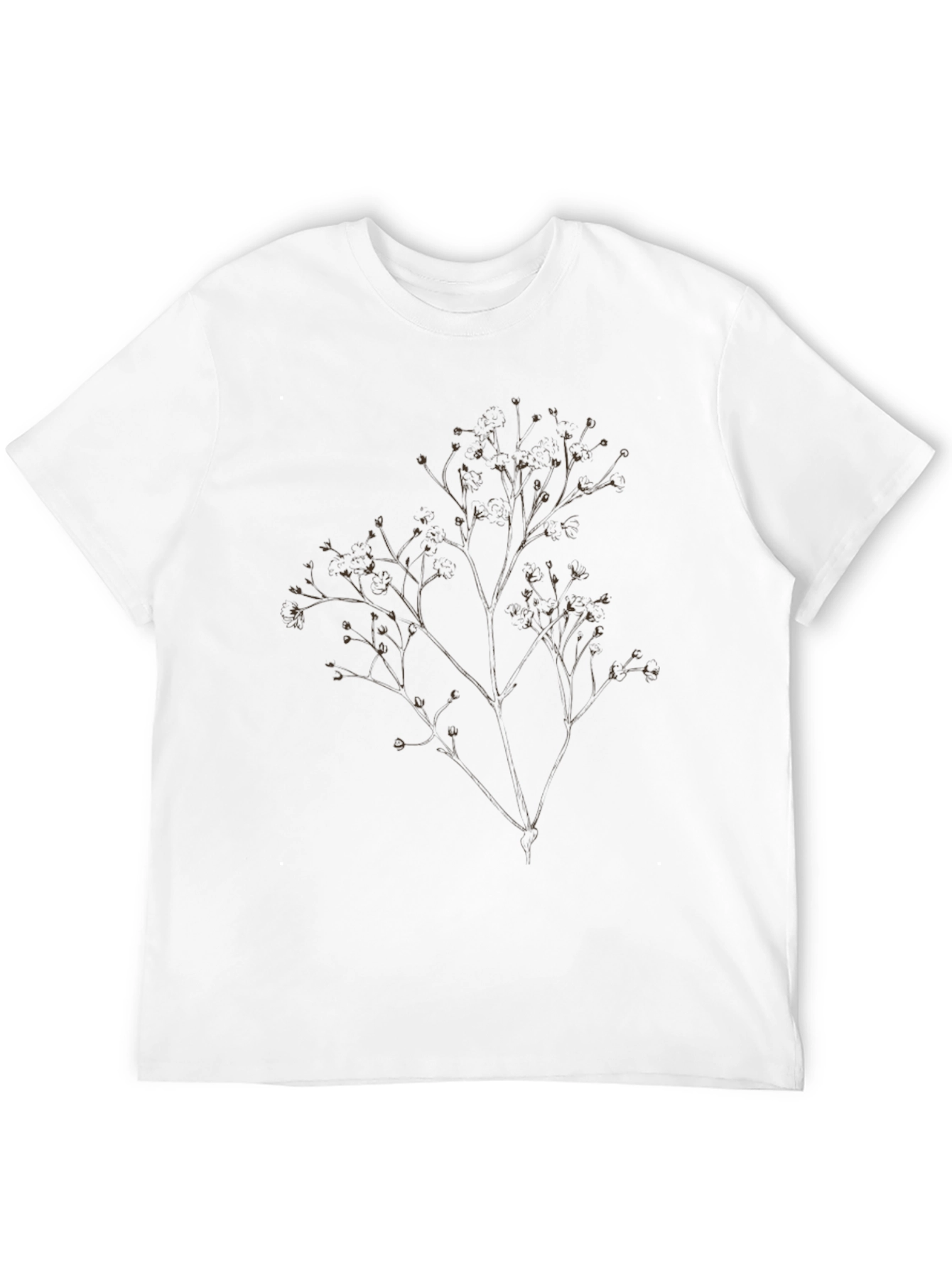 Mens Black T-Shirt with Botanical Branch Design