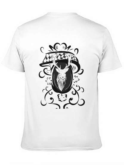 Mens Black Graphic Tee - Deer Motif