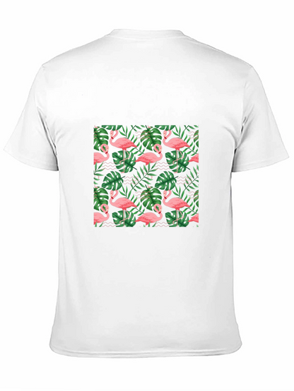 Tropical Flamingo Print Black T-Shirt